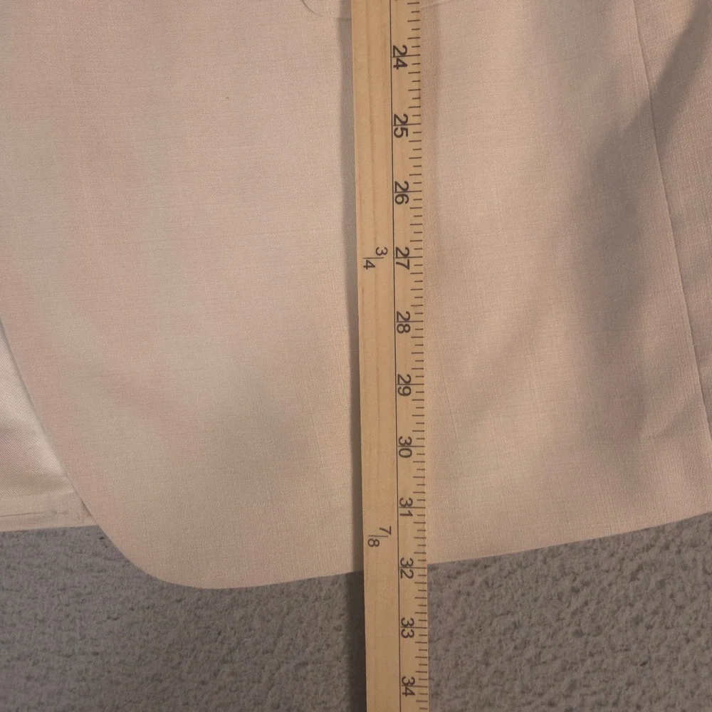 Stafford Blazer Mens 46R Cream Linen Blend Two Button Sport Coat Pocket Square